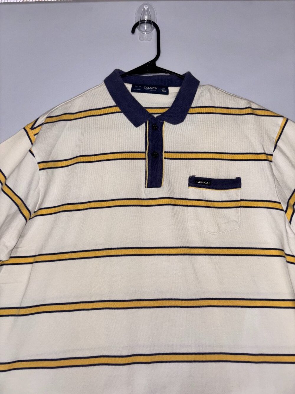 Vintage Coach Striped Knit Short Sleeve Polo Shirt